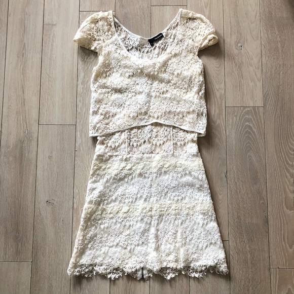 The Kooples Layered Lace Mini Dress in Cream White Size 38 /US Size M - Picture 1 of 15